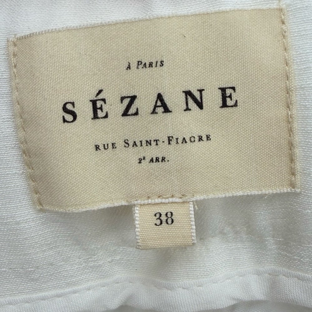 Sezane Women's White High-Waist Ponte Linen blend Trousers - Picture 5 of 7